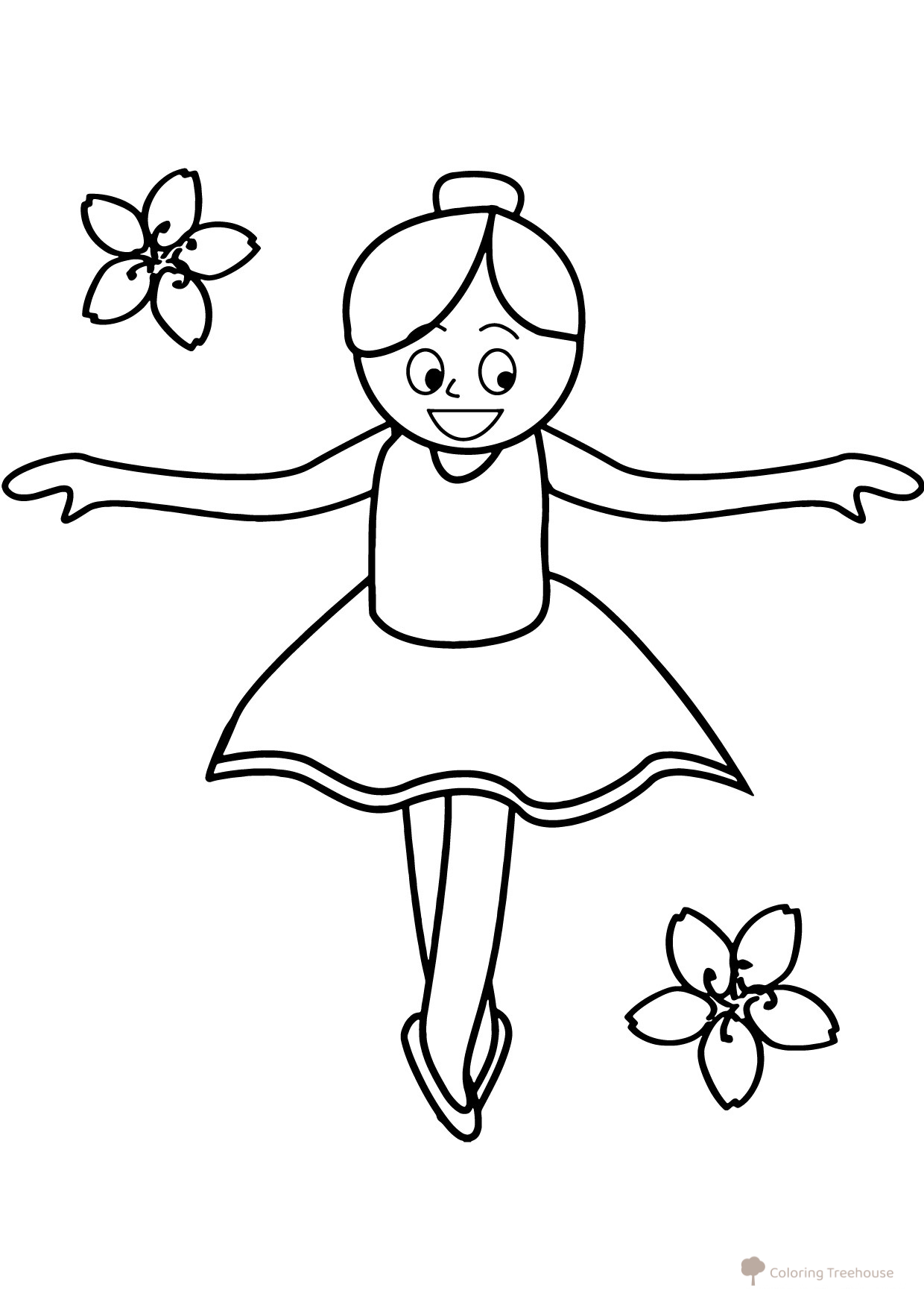 Ballerina and Flowers Coloring Page free printable Ballerina Coloring Pages for Girls coloring page