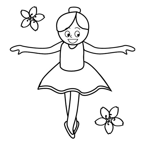 Ballerina and Flowers Coloring Page free printable Ballerina Coloring Pages for Girls coloring page
