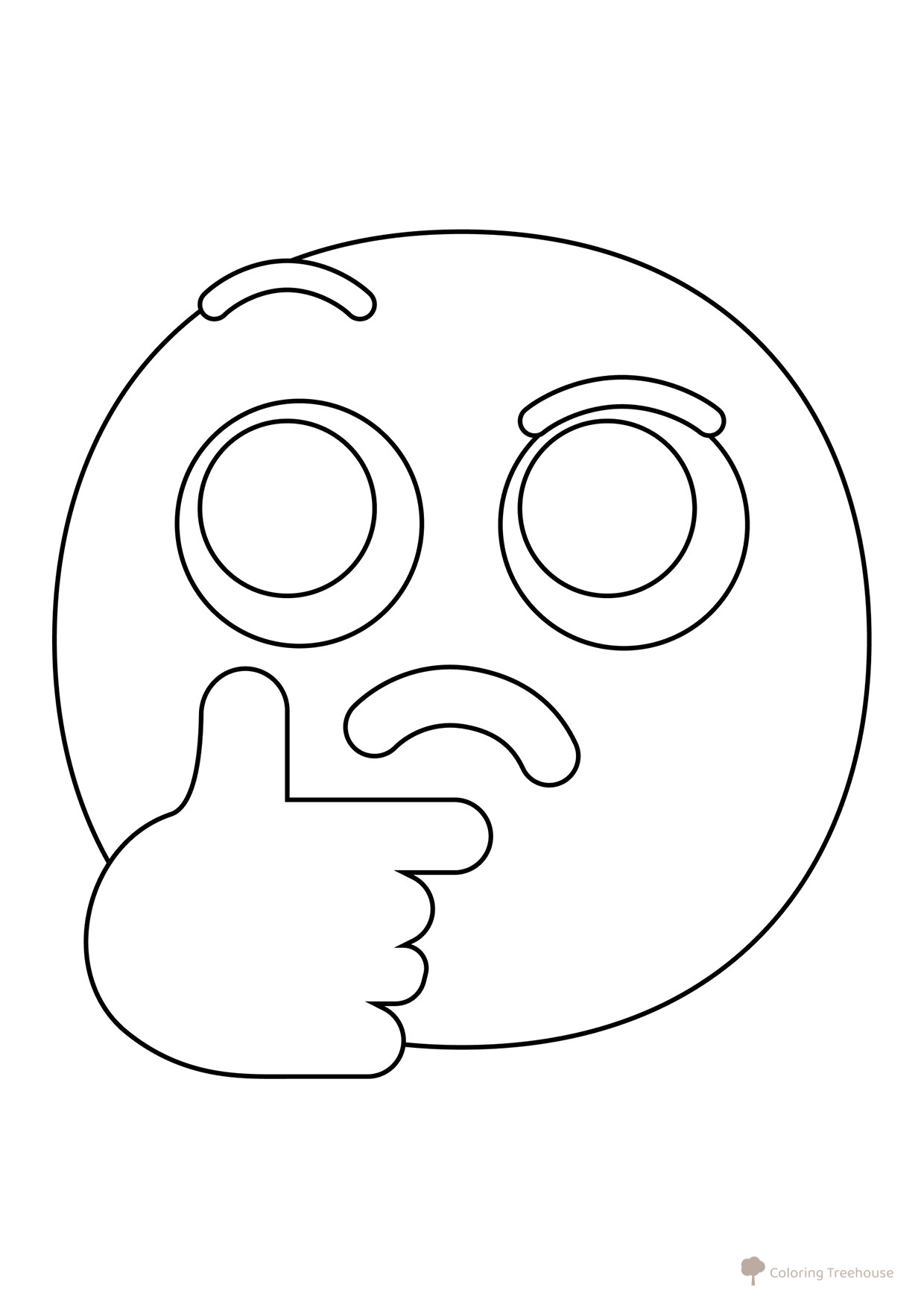 Thinking Smiley Coloring Page free printable Emoji Coloring Pages coloring page