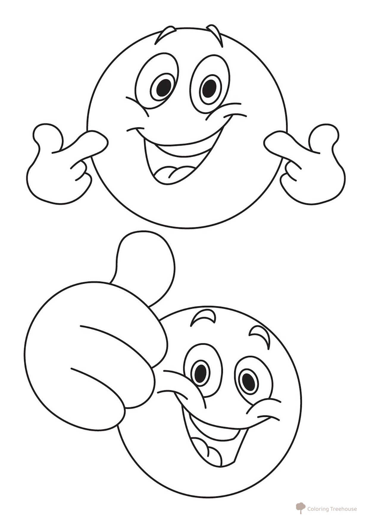 Dibujo para colorear «Dos emoticonos divertidos» dibujo para colorear gratis de Páginas para colorear: emoticonos (smaíliki)