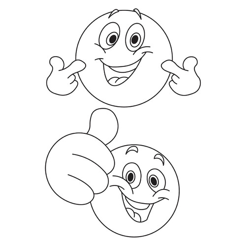 Dibujo para colorear «Dos emoticonos divertidos» dibujo para colorear gratis de Páginas para colorear: emoticonos (smaíliki)