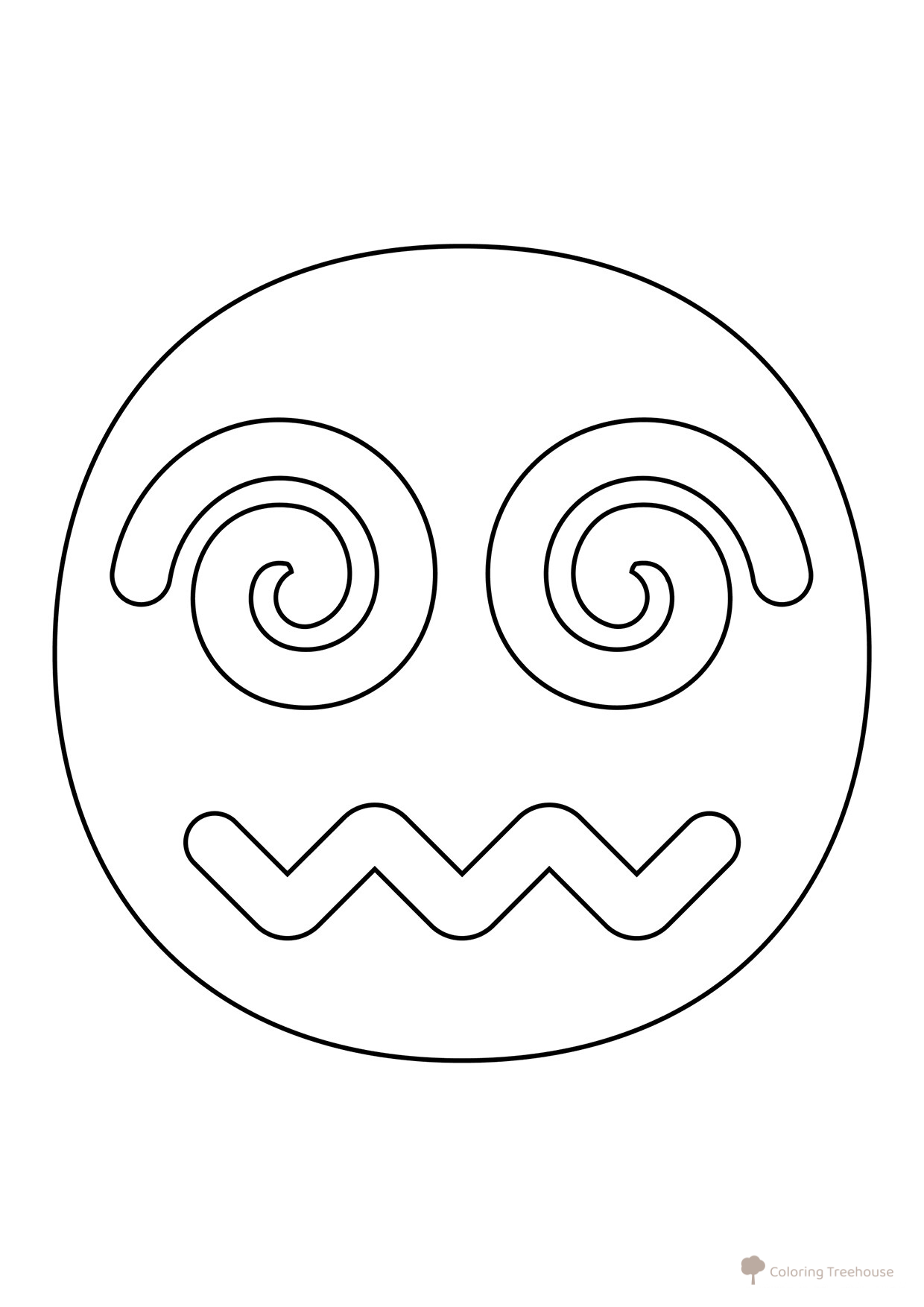 Página para colorear «Emoticono mareado» dibujo para colorear gratis de Páginas para colorear: emoticonos (smaíliki)