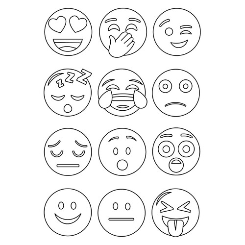 Emoji Set Coloring Page free printable Emoji Coloring Pages coloring page