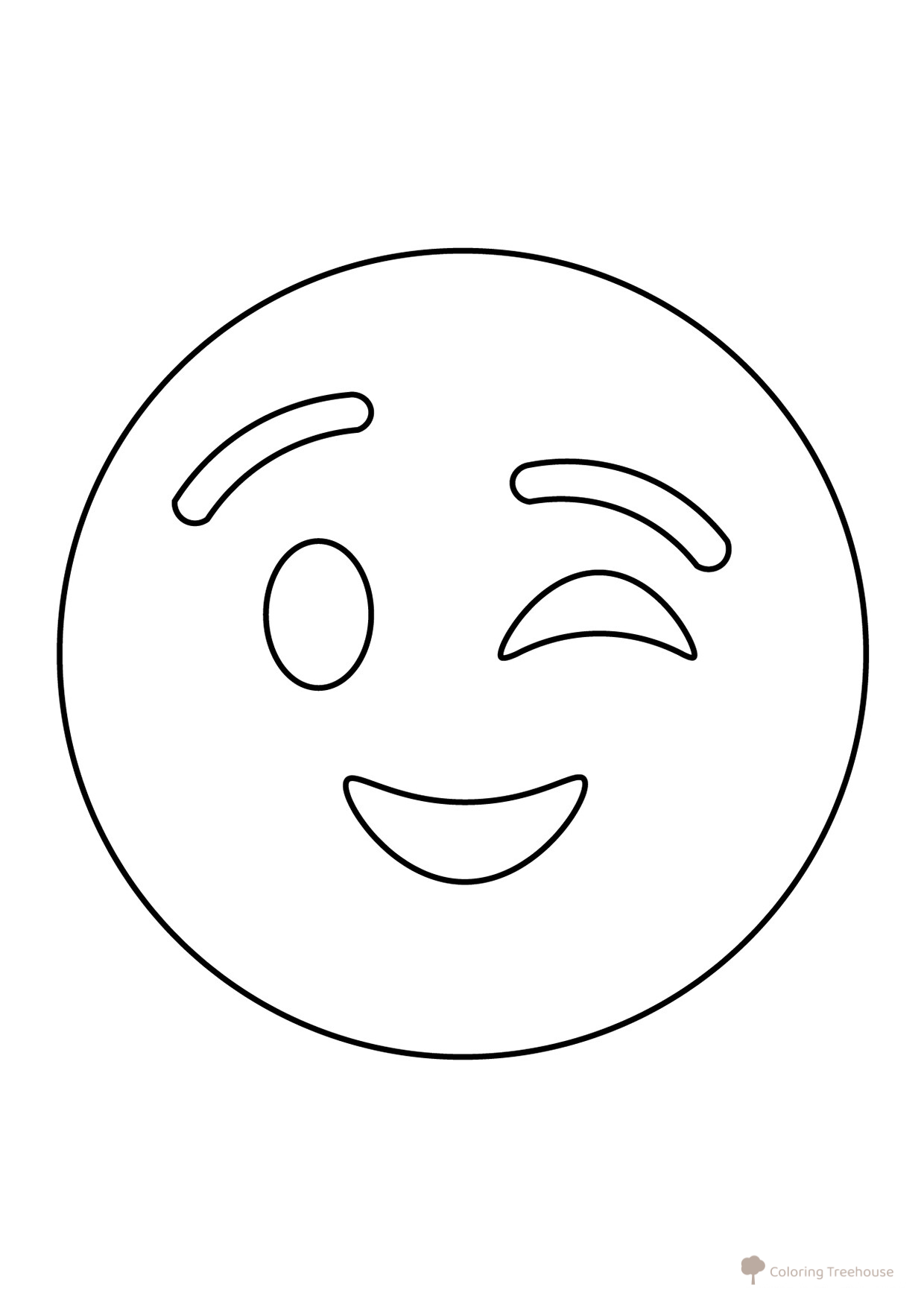Winking Smiley Coloring Page free printable Emoji Coloring Pages coloring page