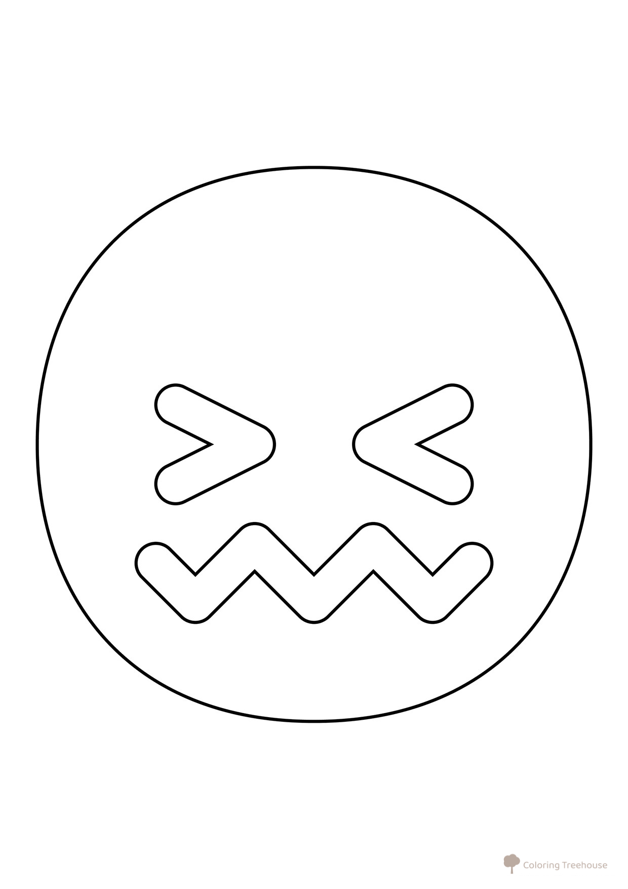 Página para colorear «Emoticono muy avergonzado» dibujo para colorear gratis de Páginas para colorear: emoticonos (smaíliki)