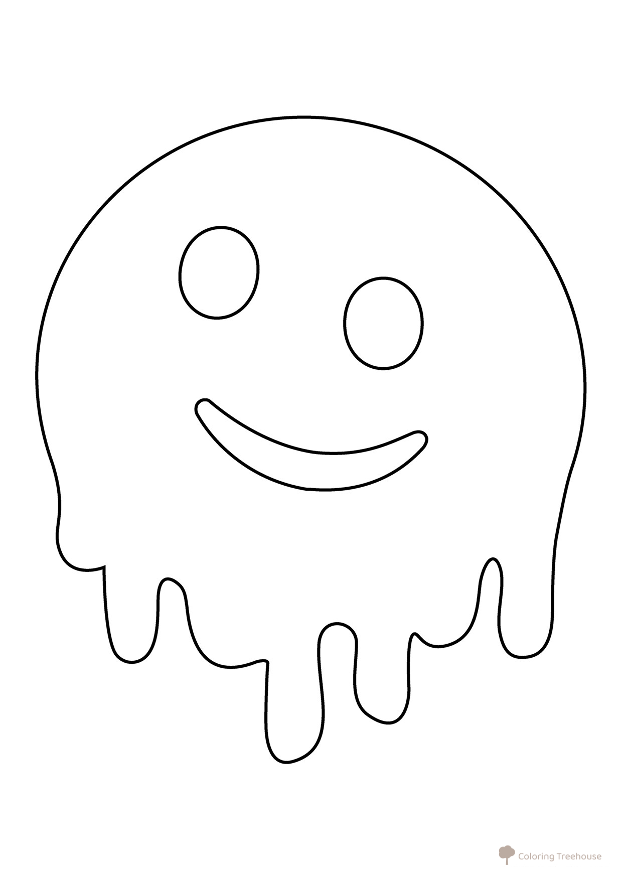 Melting Smiley Coloring Page free printable Emoji Coloring Pages coloring page