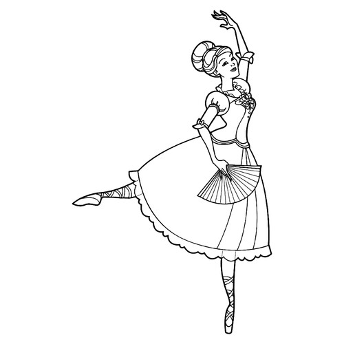 Página para colorear: Bailarina con abanico dibujo para colorear gratis de Ballerina Coloring Pages for Girls