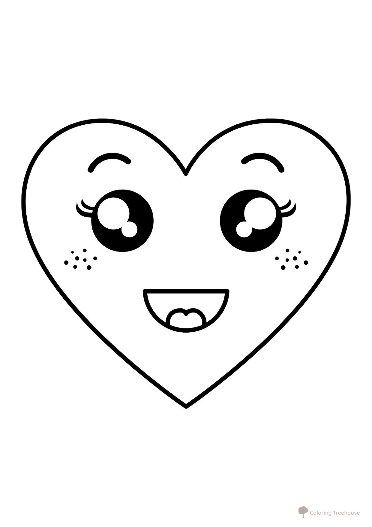 Página para colorear «Smiley corazón» dibujo para colorear gratis de Páginas para colorear: emoticonos (smaíliki)