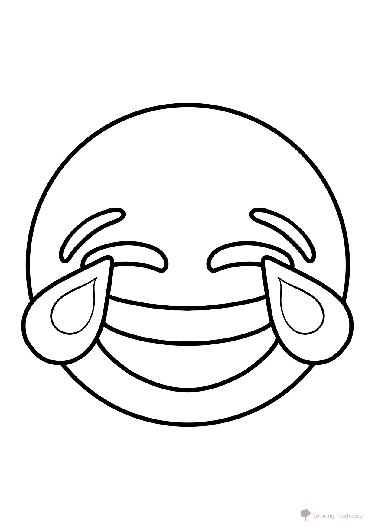 Página para colorear: emoticón con lágrimas de alegría dibujo para colorear gratis de Páginas para colorear: emoticonos (smaíliki)