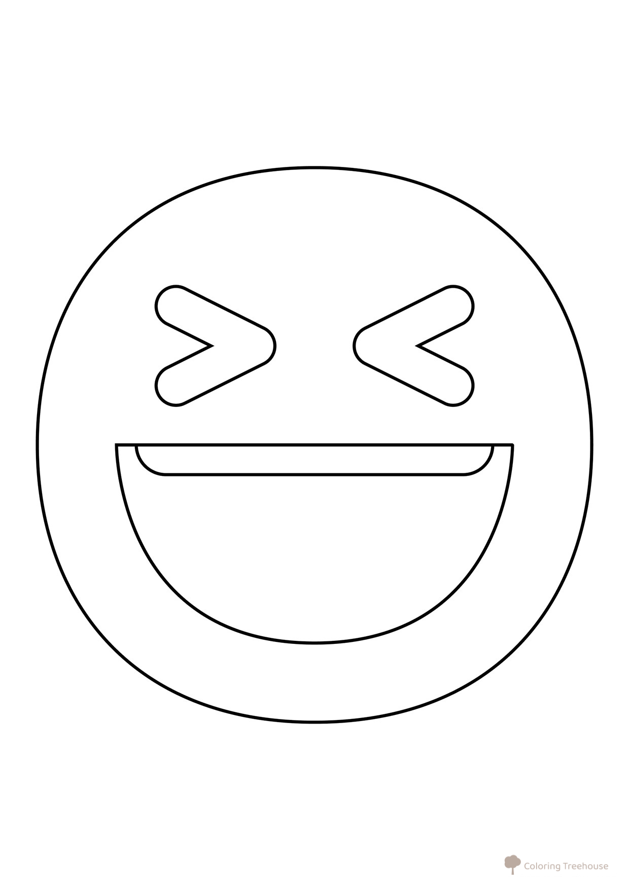Página para colorear: emoticono sonriente entrecerrando los ojos dibujo para colorear gratis de Páginas para colorear: emoticonos (smaíliki)