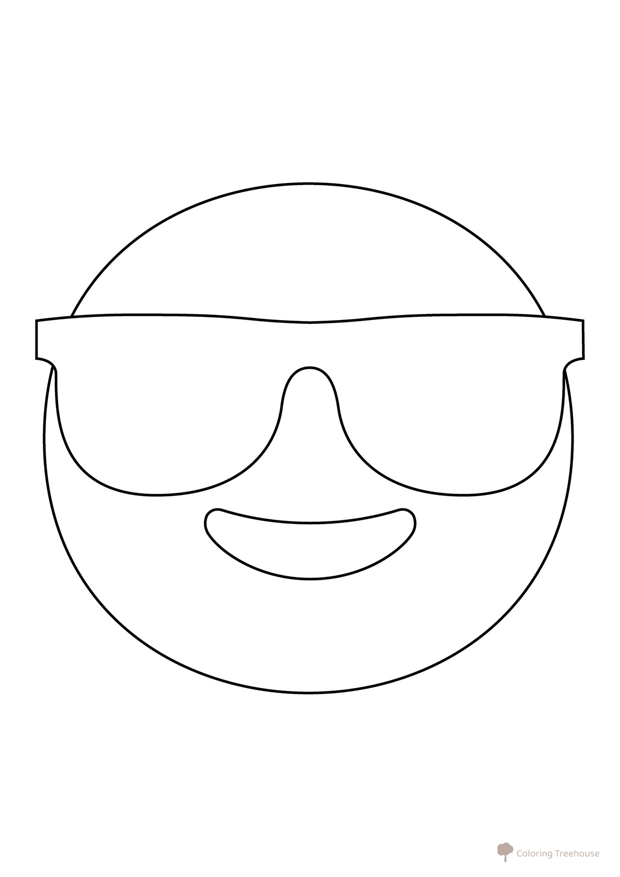 Página para colorear «Smiley sonriente con gafas de sol» dibujo para colorear gratis de Páginas para colorear: emoticonos (smaíliki)