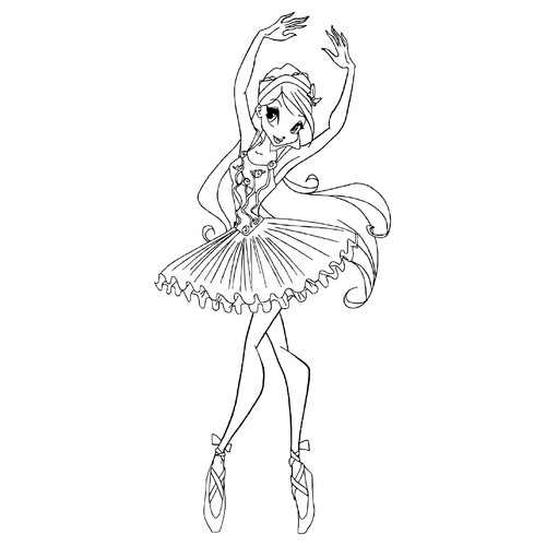 Ballerina Stella Coloring Page from Winx free printable Ballerina Coloring Pages for Girls coloring page
