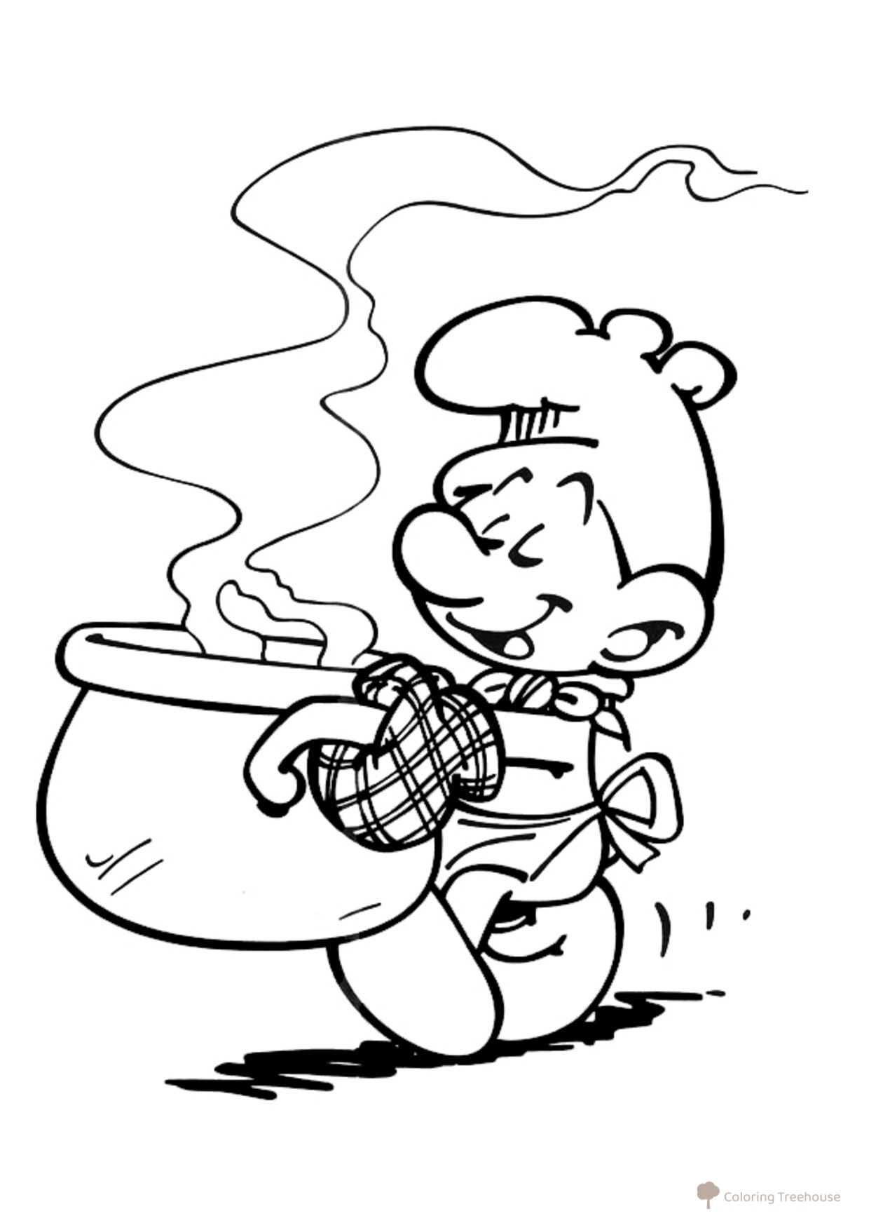 Pintura para colorear: Pitufo Cocinero dibujo para colorear gratis de Páginas para colorear de los Pitufos