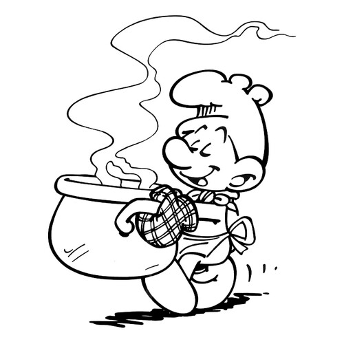 Pintura para colorear: Pitufo Cocinero dibujo para colorear gratis de Páginas para colorear de los Pitufos