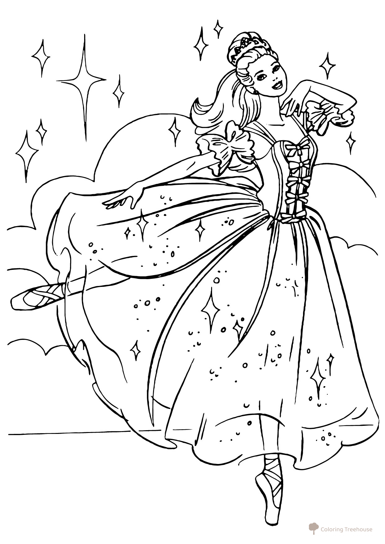 Barbie as a Ballerina Coloring Page free printable Ballerina Coloring Pages for Girls coloring page