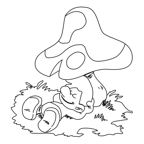 Página para colorear: Pitufín bajo la seta dibujo para colorear gratis de Páginas para colorear de los Pitufos