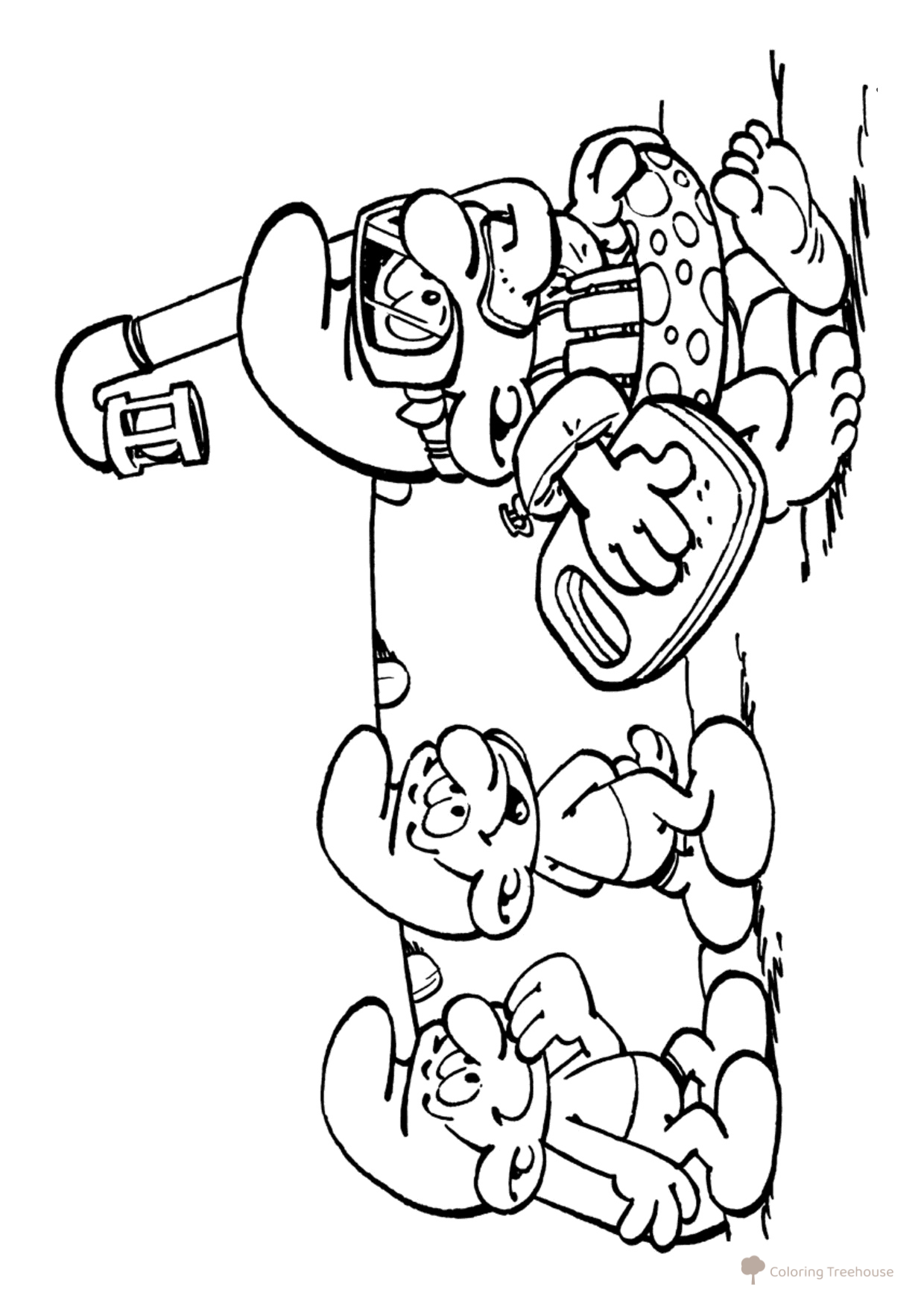 Smurf Diver Coloring Page free printable Smurfs Coloring Pages coloring page