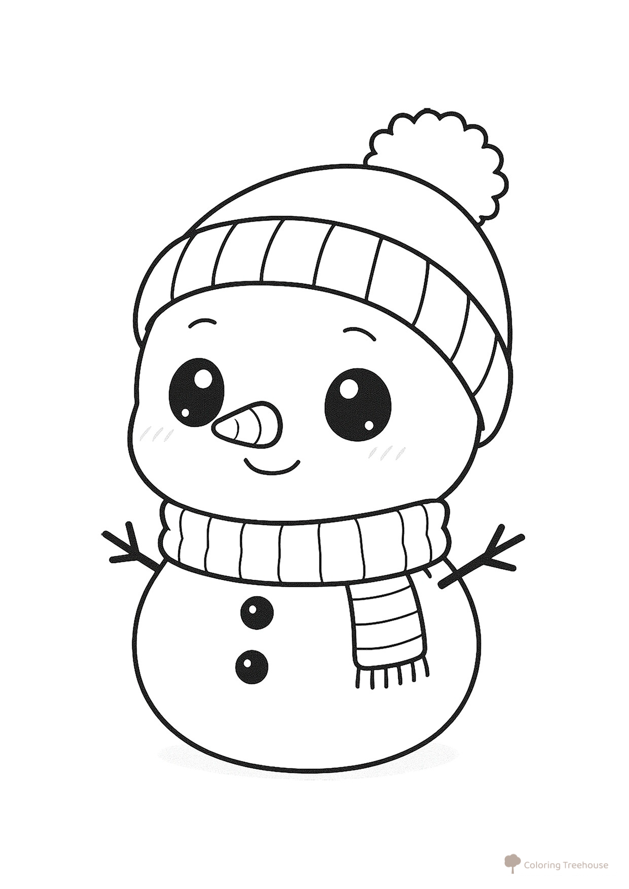 Página para colorear ‘Muñeco de nieve estilo anime’ dibujo para colorear gratis de Página para colorear: Muñeco de nieve para niños