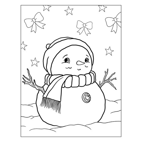 Página para colorear: Dulce muñeco de nieve dibujo para colorear gratis de Página para colorear: Muñeco de nieve para niños