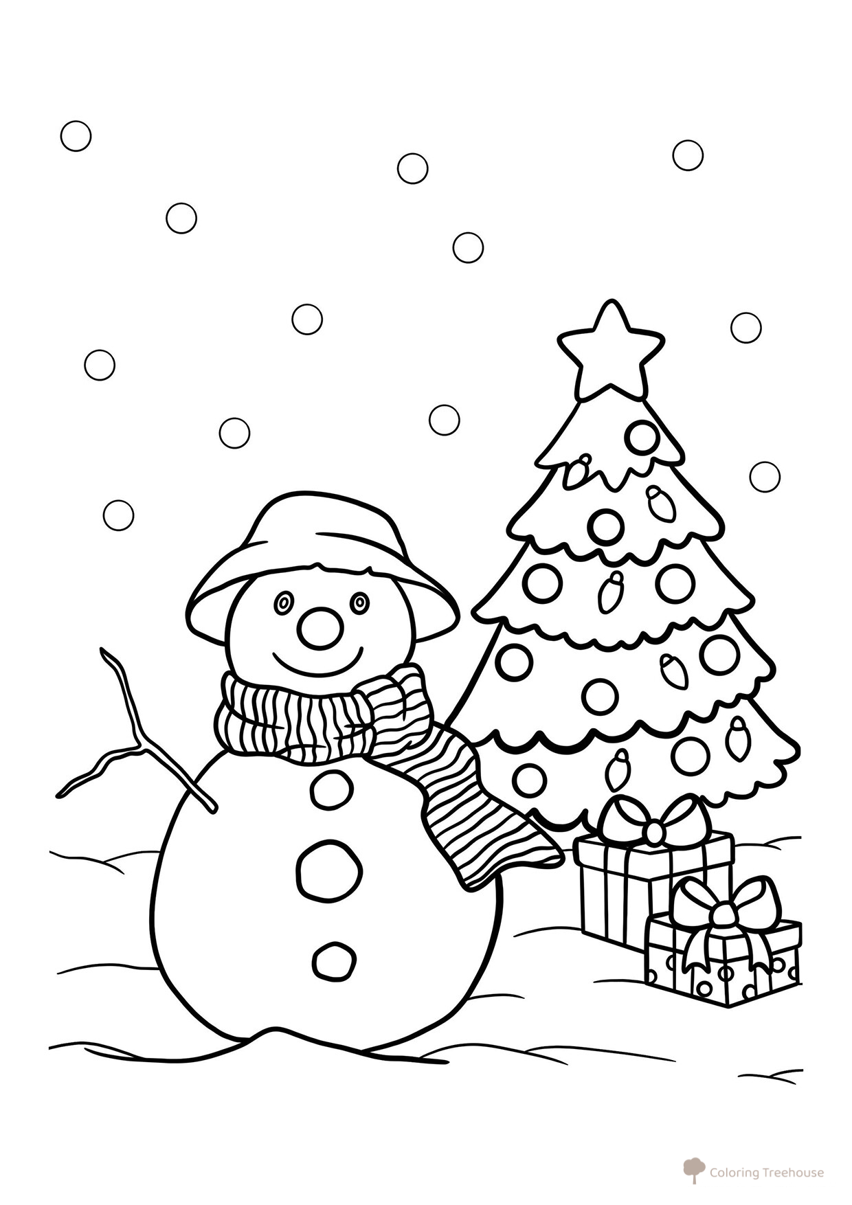Página para colorear: Año Nuevo con un muñeco de nieve dibujo para colorear gratis de Página para colorear: Muñeco de nieve para niños