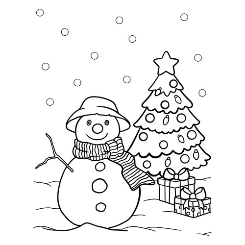Página para colorear: Año Nuevo con un muñeco de nieve dibujo para colorear gratis de Página para colorear: Muñeco de nieve para niños