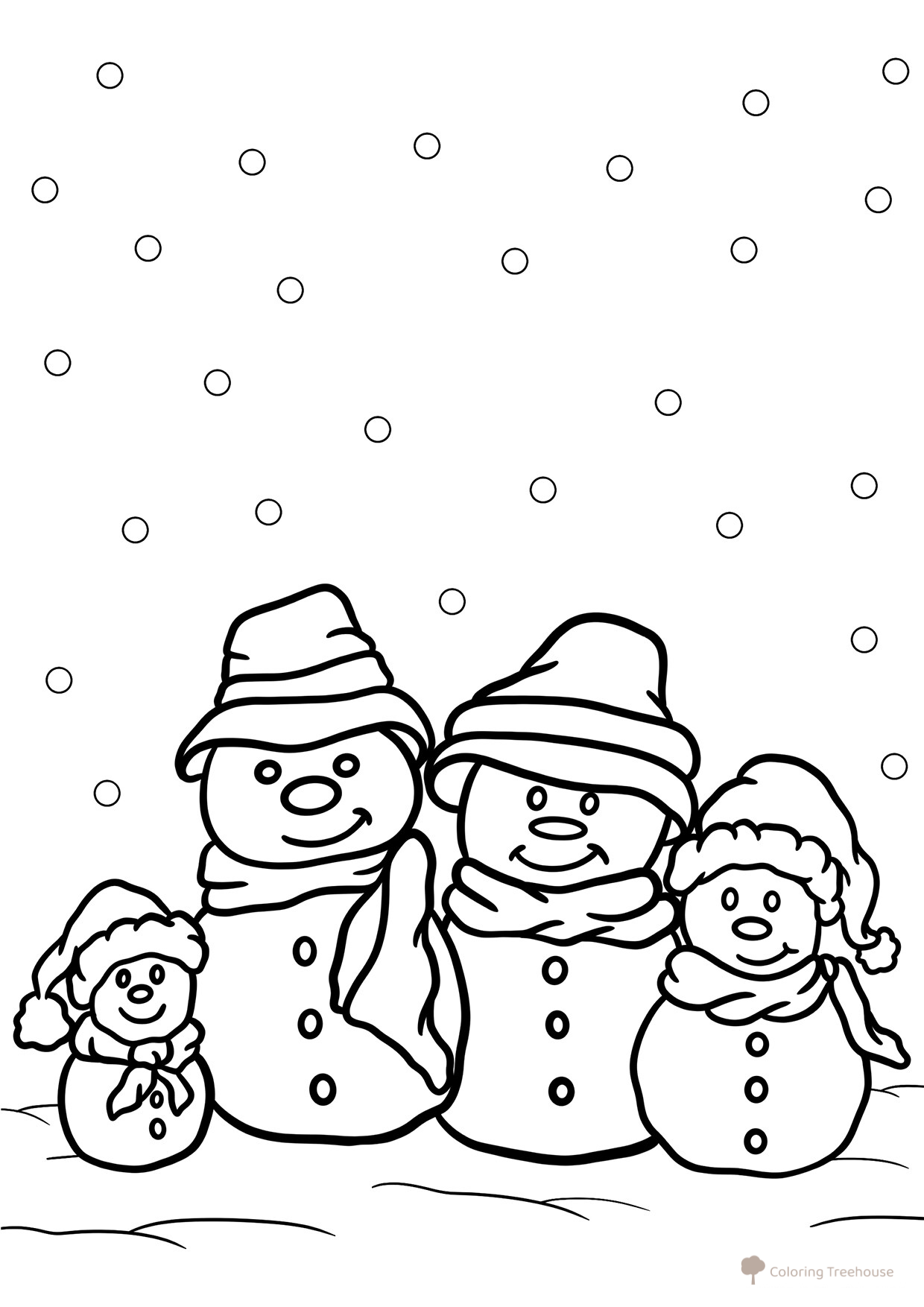 Snowman Family Coloring Page free printable Snowman Coloring Pages for Kids coloring page