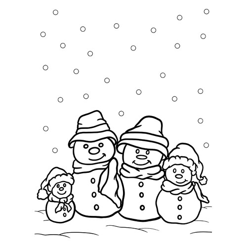 Snowman Family Coloring Page free printable Snowman Coloring Pages for Kids coloring page