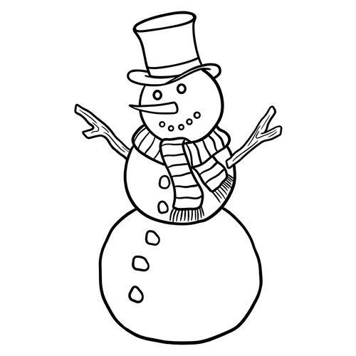 可供幼儿园涂色的雪人涂色页 免费可打印儿童雪人涂色页涂色页