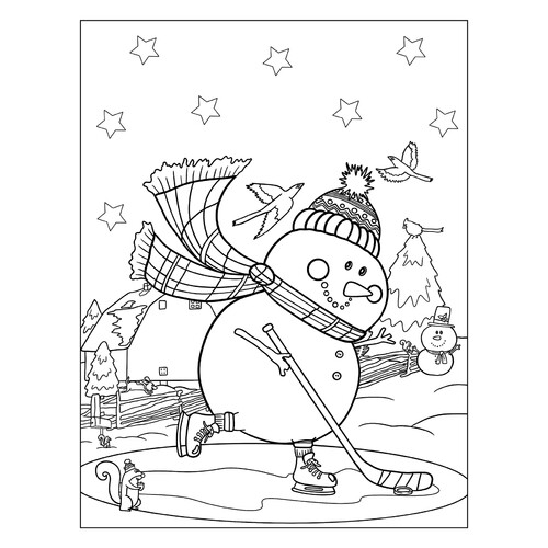 Snowman Playing Hockey Coloring Page free printable Snowman Coloring Pages for Kids coloring page