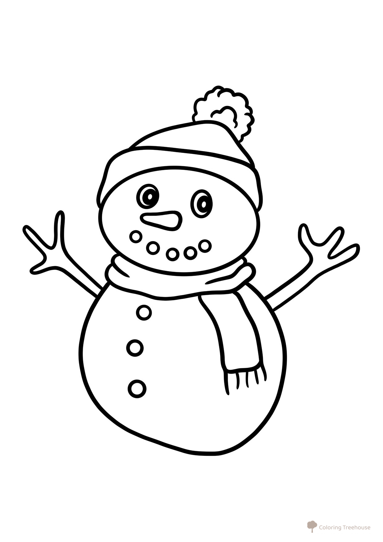 Página para colorear: Muñeco de nieve pequeño con bufanda y gorrito dibujo para colorear gratis de Página para colorear: Muñeco de nieve para niños