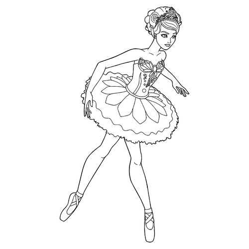 Dibujos para colorear: Niña bailarina dibujo para colorear gratis de Ballerina Coloring Pages for Girls