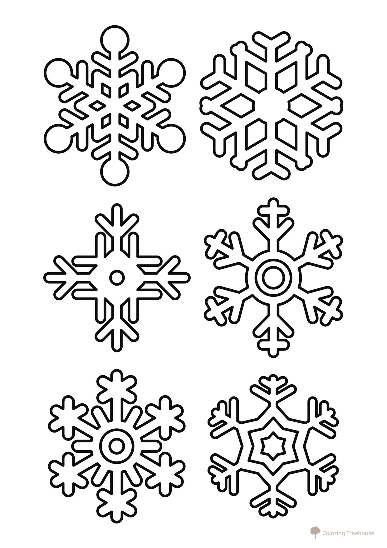 Página para colorear: 6 copos de nieve poco comunes dibujo para colorear gratis de Página para colorear «Snehinka» – patrones invernales