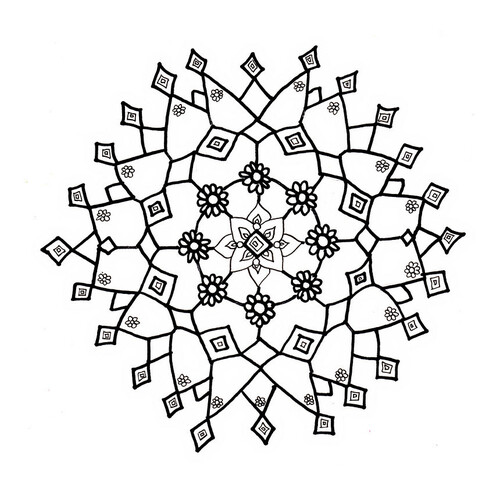 Página para colorear: Copo de nieve que trae buena suerte dibujo para colorear gratis de Página para colorear «Snehinka» – patrones invernales