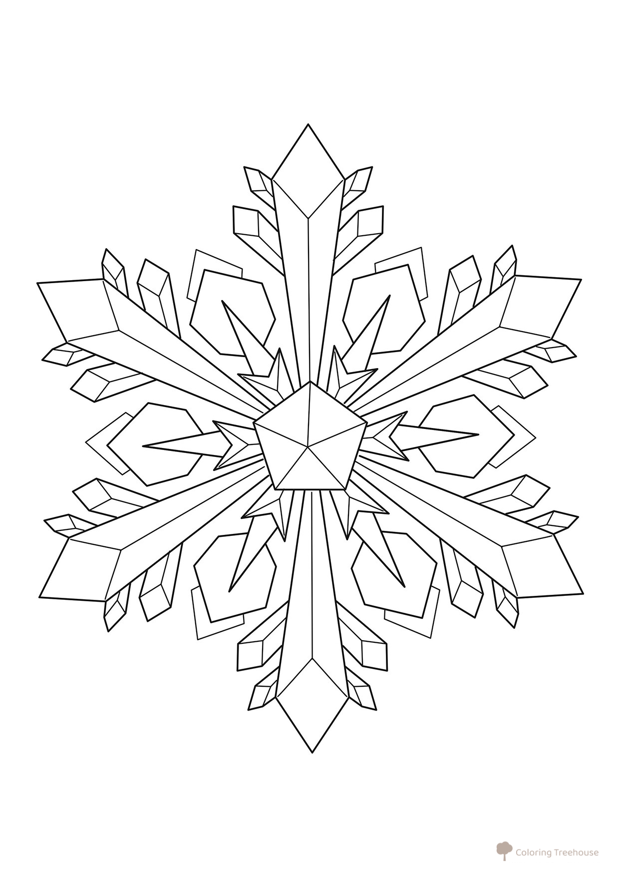 Snowflake with Icicles Coloring Page free printable Snowflake Coloring Pages – Winter Patterns coloring page