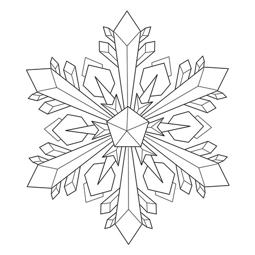 Snowflake with Icicles Coloring Page free printable Snowflake Coloring Pages – Winter Patterns coloring page