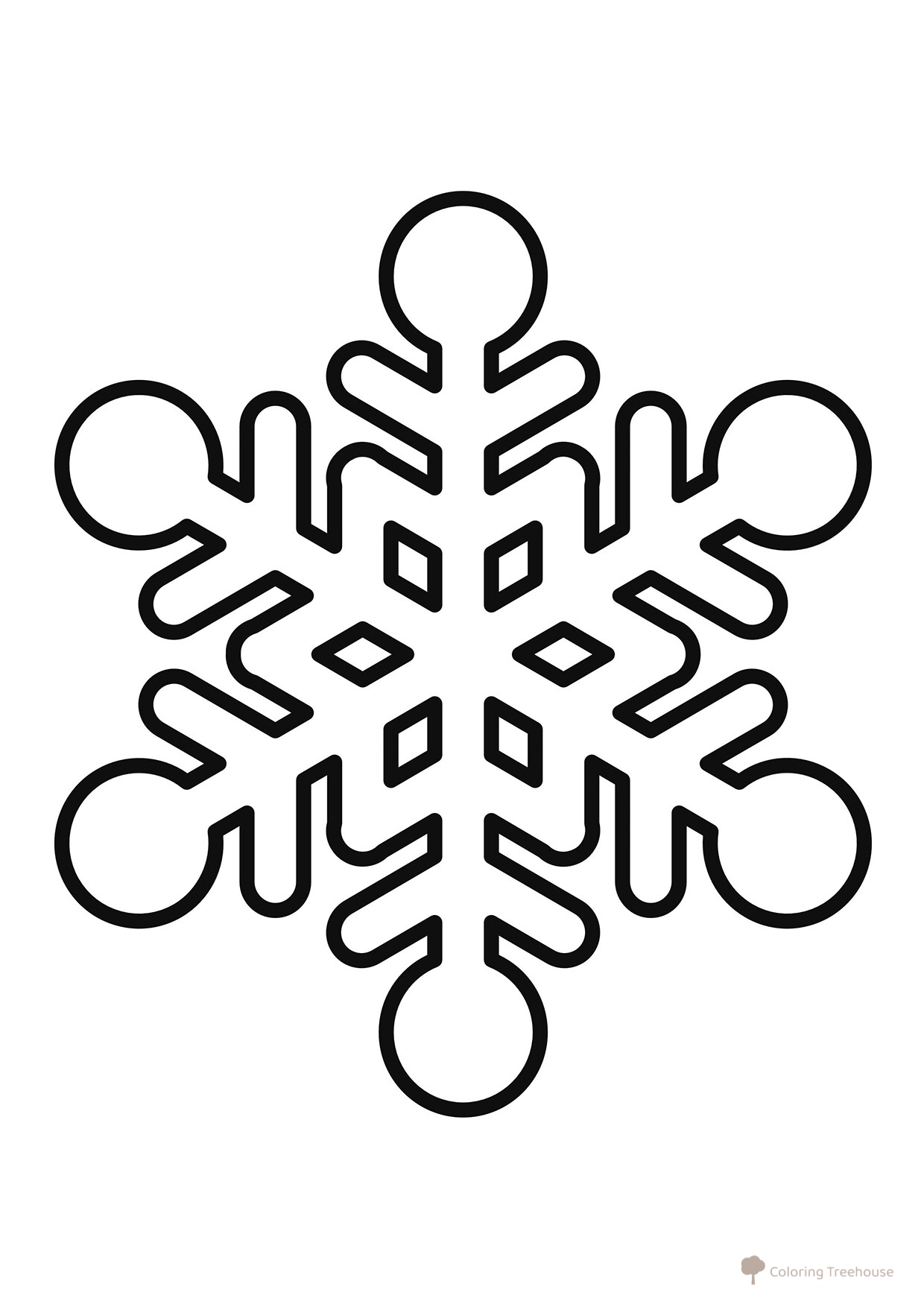 Snowflake with Baubles Coloring Page free printable Snowflake Coloring Pages – Winter Patterns coloring page