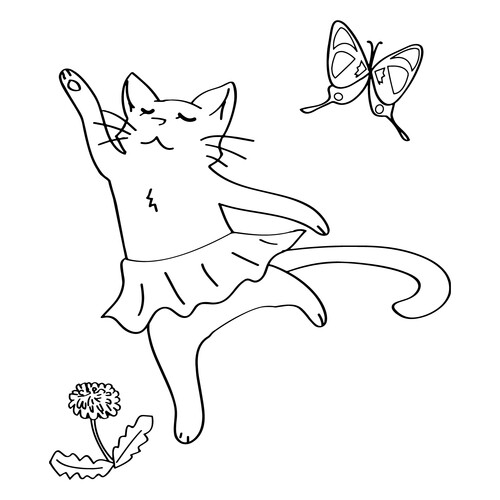 Página para colorear: Gato bailarina dibujo para colorear gratis de Ballerina Coloring Pages for Girls