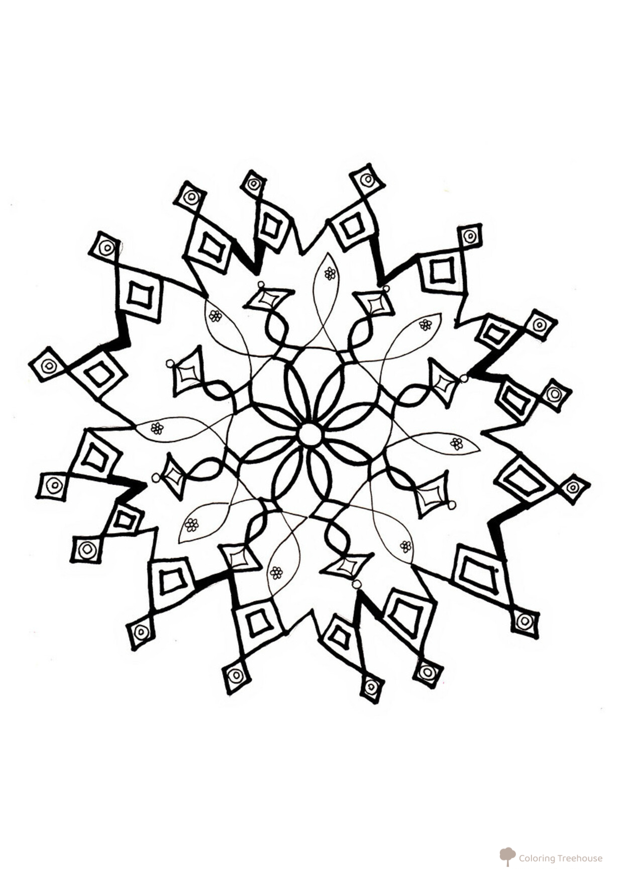 Snowflake Coloring Page — Symbol of Joy and Laughter free printable Snowflake Coloring Pages – Winter Patterns coloring page