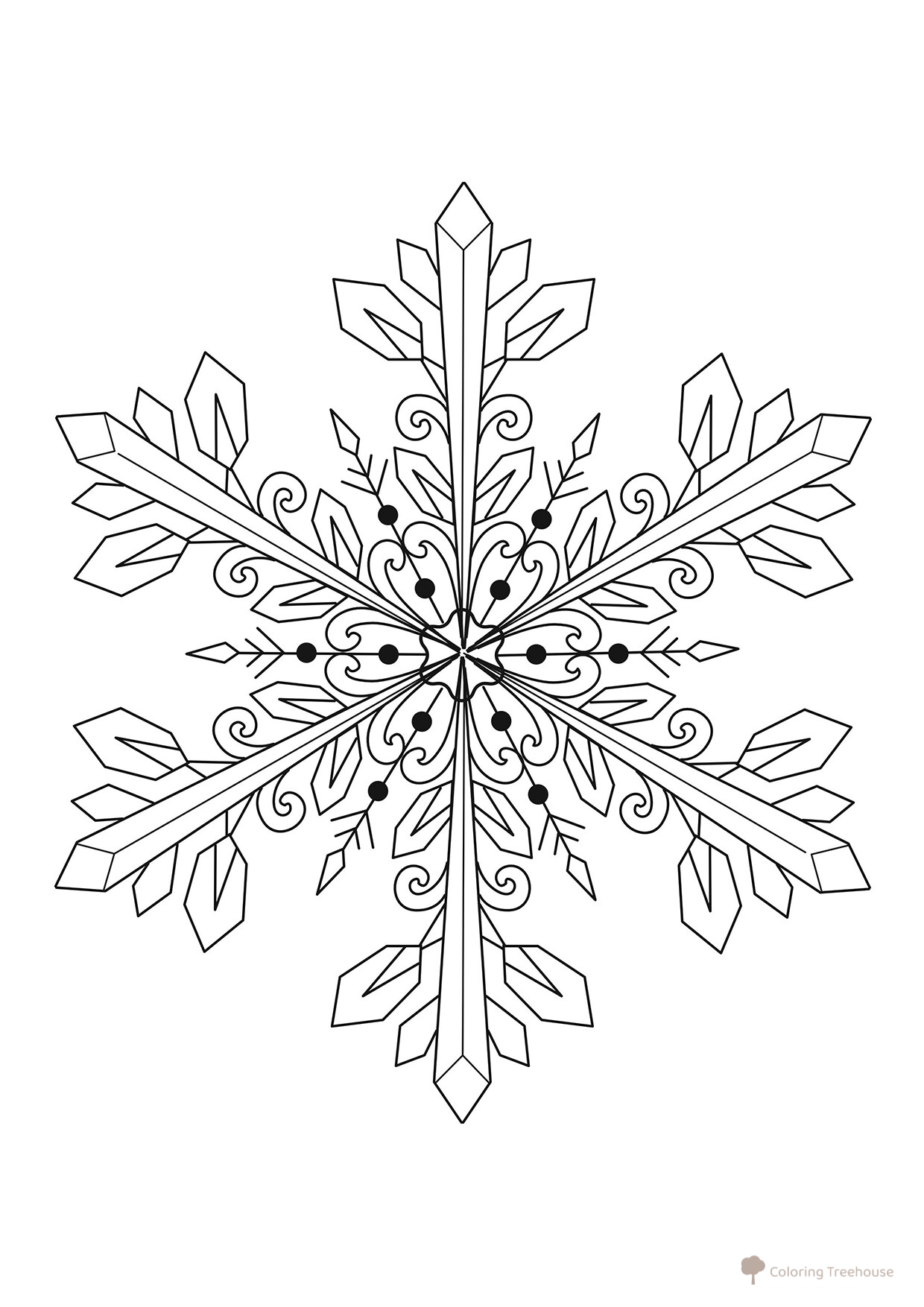 Snowflake with Arrows Coloring Page free printable Snowflake Coloring Pages – Winter Patterns coloring page