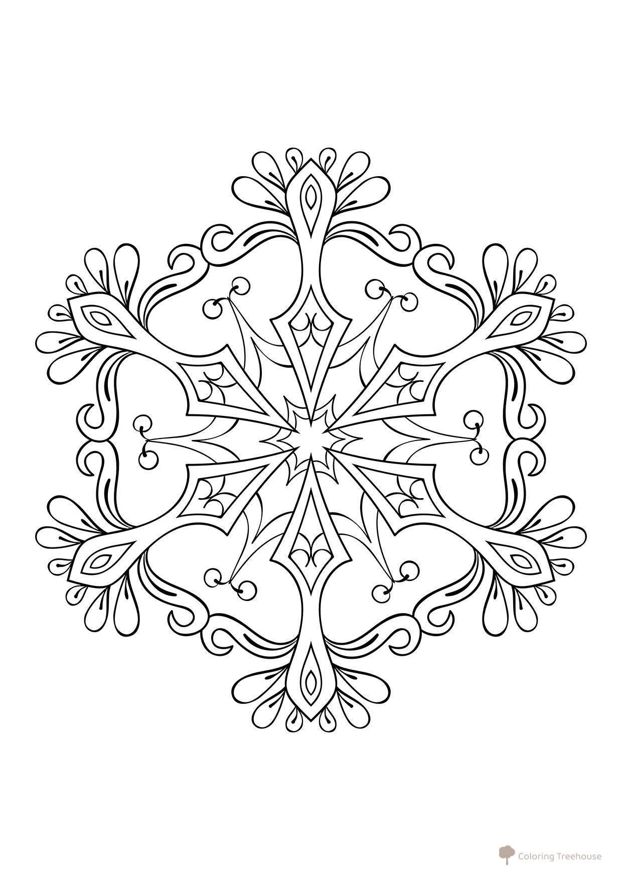 Página para colorear: Copo de nieve como regalo para mamá dibujo para colorear gratis de Página para colorear «Snehinka» – patrones invernales