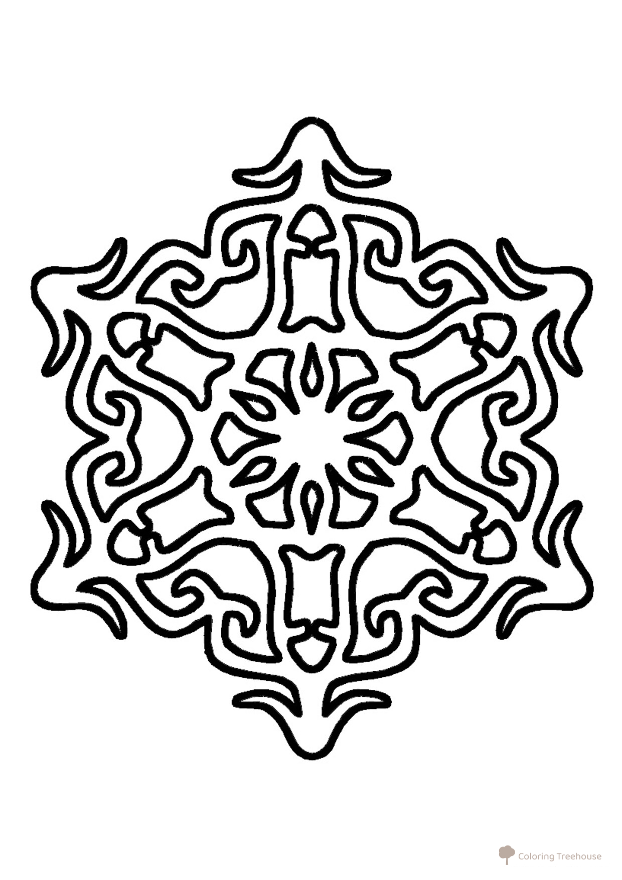 Snowflake Star Coloring Page free printable Snowflake Coloring Pages – Winter Patterns coloring page