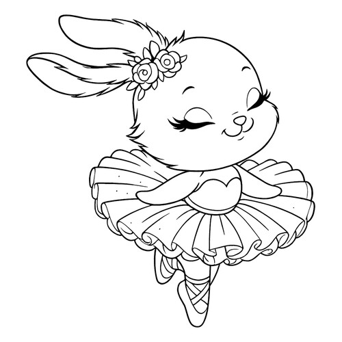 Página para colorear «Coneja bailarina» dibujo para colorear gratis de Ballerina Coloring Pages for Girls