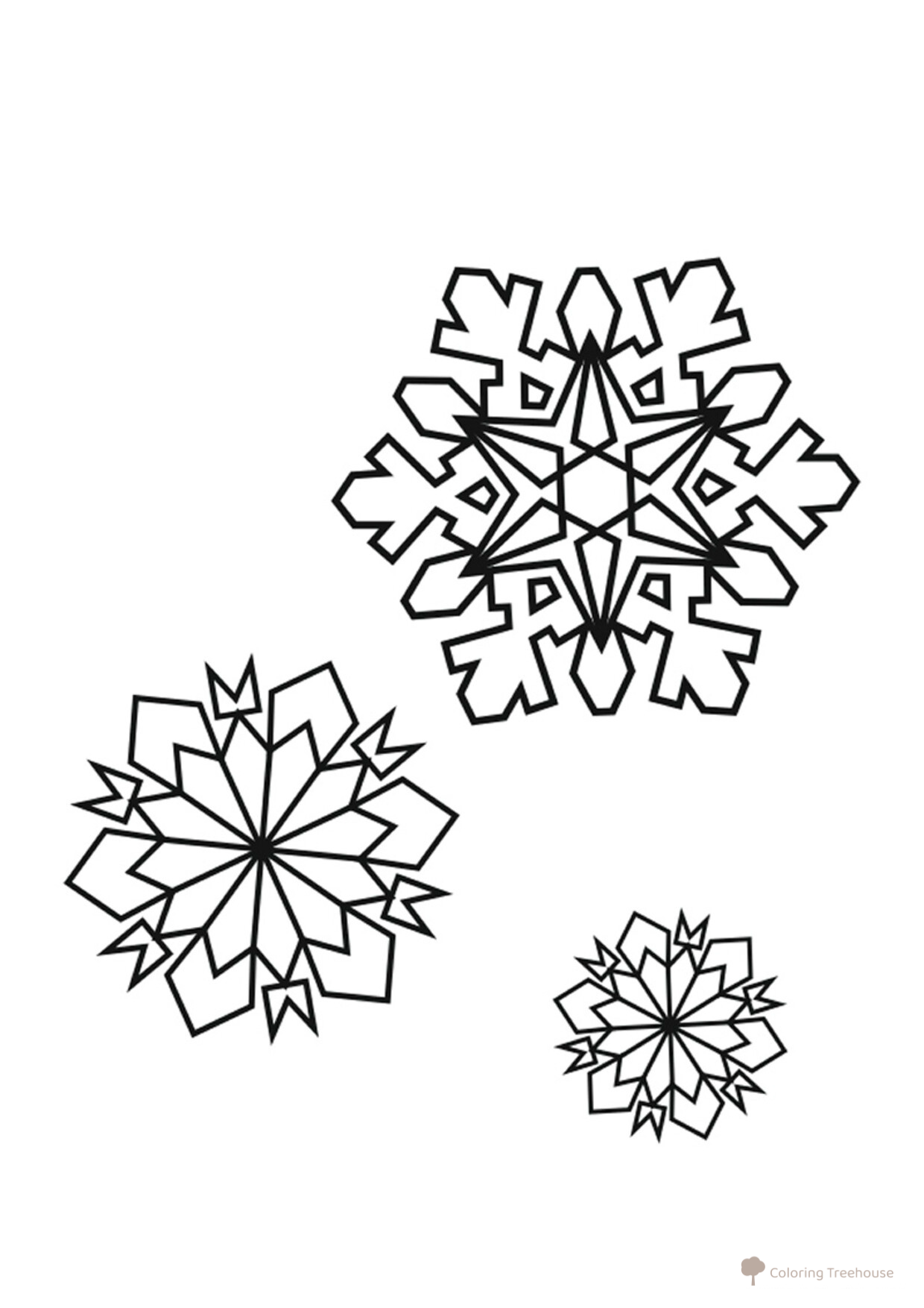 Página para colorear Tres copos de nieve - amigas dibujo para colorear gratis de Página para colorear «Snehinka» – patrones invernales