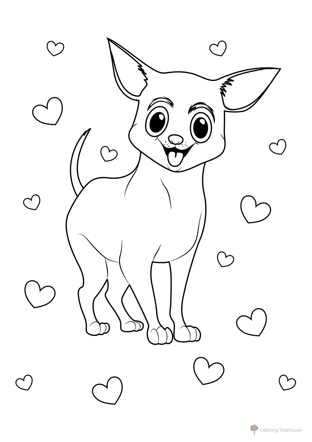 Página para colorear: Chihuahua dibujo para colorear gratis de Páginas para colorear de perros y cachorros