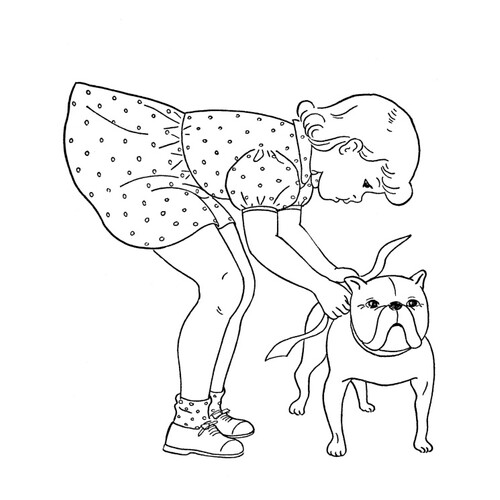 Girl and Bulldog Coloring Page free printable Dog and Puppy Coloring Pages coloring page