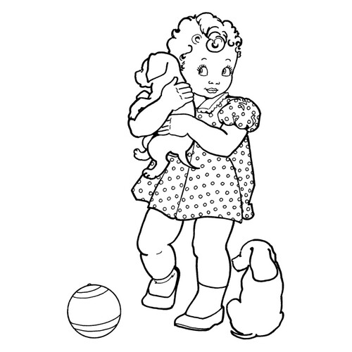 Girl and Two Puppies Coloring Page free printable Dog and Puppy Coloring Pages coloring page
