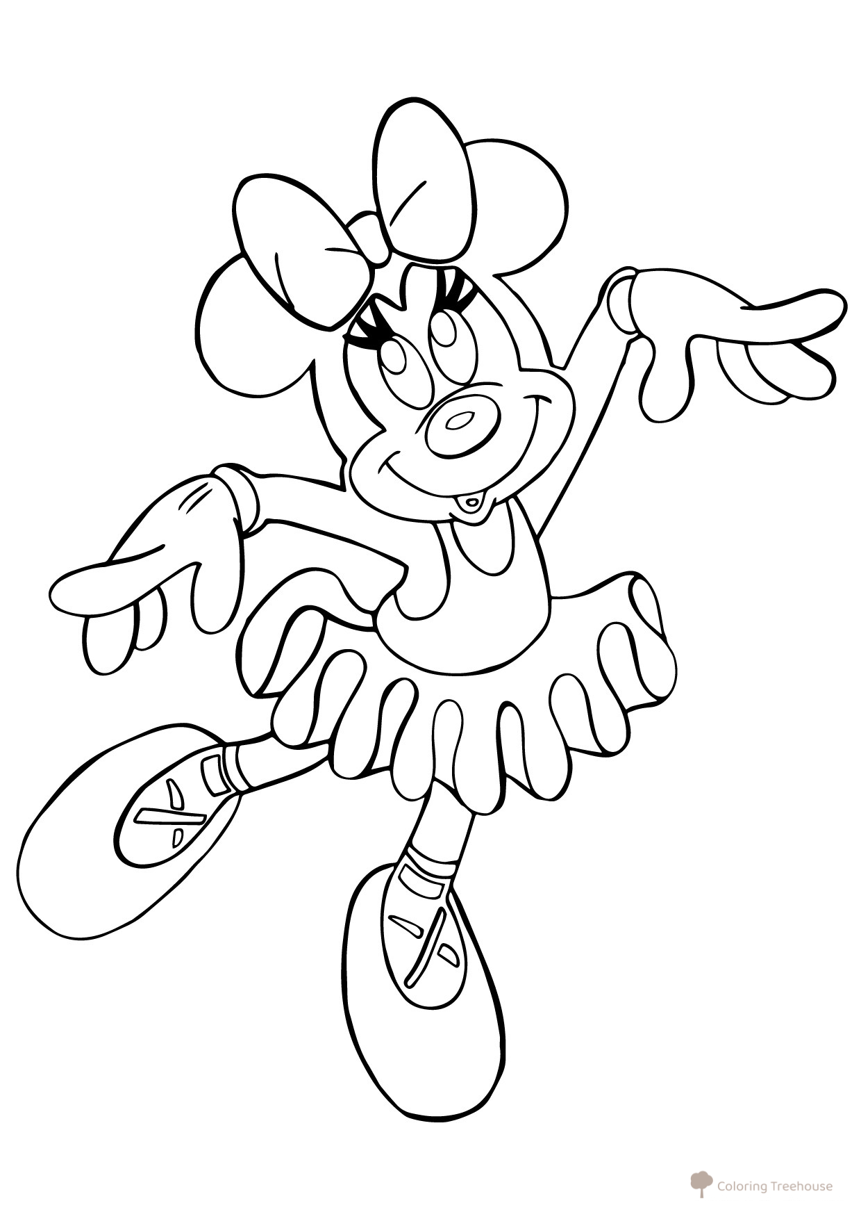 Página para colorear de Minnie Mouse bailarina dibujo para colorear gratis de Ballerina Coloring Pages for Girls