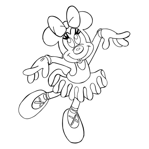 Página para colorear de Minnie Mouse bailarina dibujo para colorear gratis de Ballerina Coloring Pages for Girls