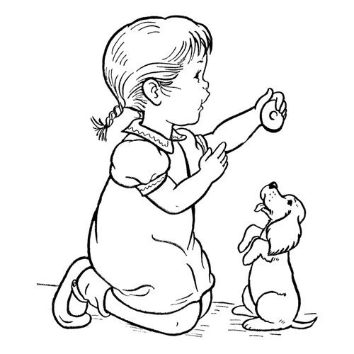 Girl Treats Her Dog Coloring Page free printable Dog and Puppy Coloring Pages coloring page