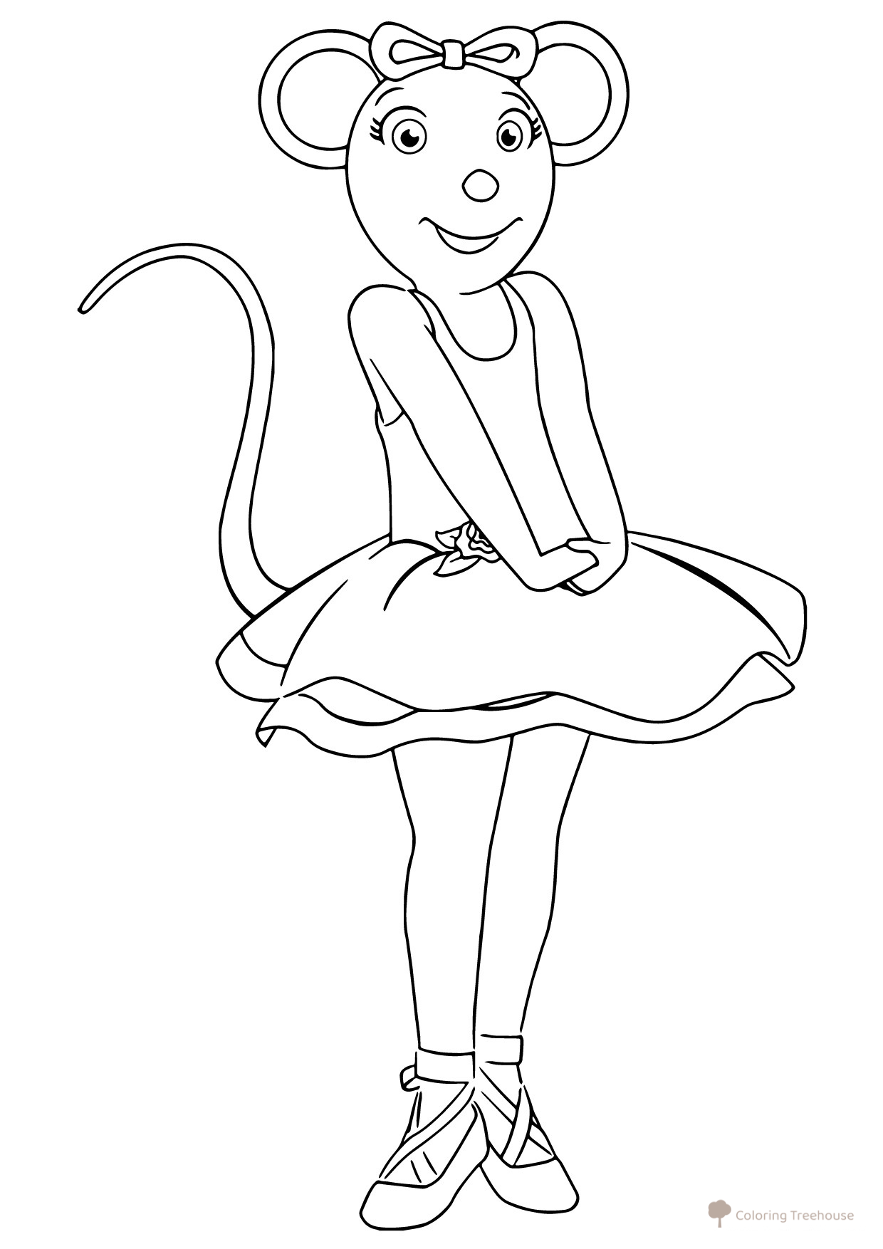 Página para colorear: Ratita Angelina bailarina dibujo para colorear gratis de Ballerina Coloring Pages for Girls